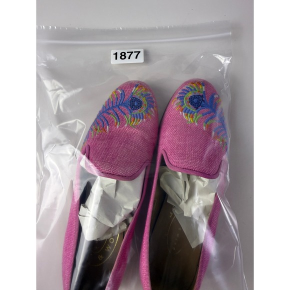 Stubbs & Wootton Womens Pink Embroidered Peacock Leather Loafers Flats Shoes 5.5 - Picture 11 of 11